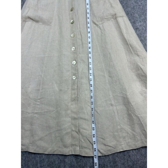 Vintage Moda International Size 8 Beige Khaki Maxi Button Up Skirt 100% Linen - Picture 6 of 7